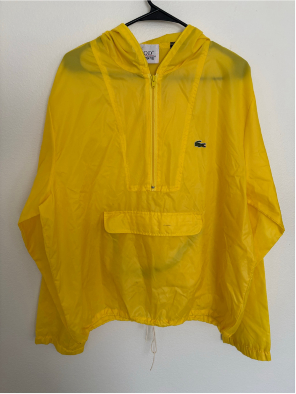 Lacoste × Izod Mens Yellow Windbreaker Jacket Size Large